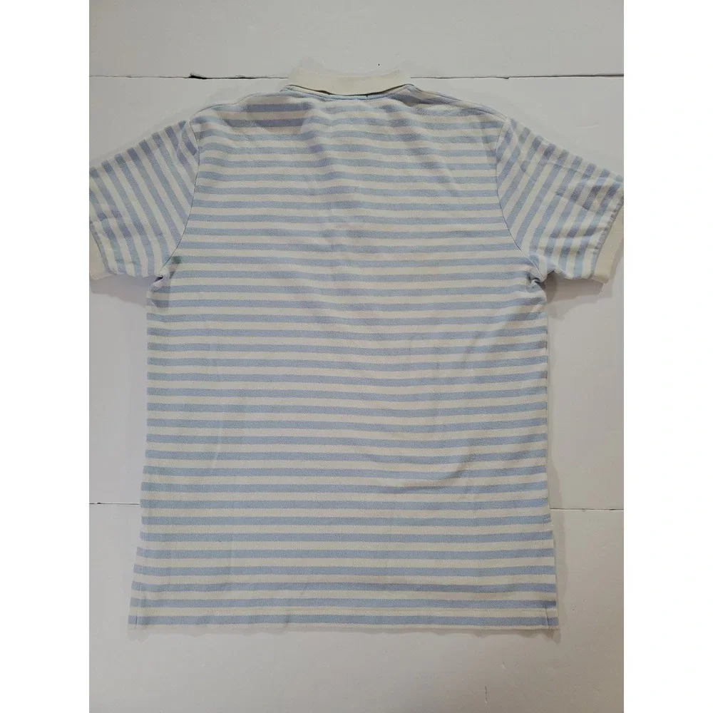 Polo Ralph Lauren Polo Shirt Mens Large White Blue Striped‎ Vintage Shirt